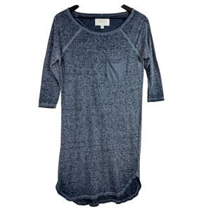 Brochu Walker 100% Linen Slub Scoop Neck Raglan Mini Shirt Dress Blue - M